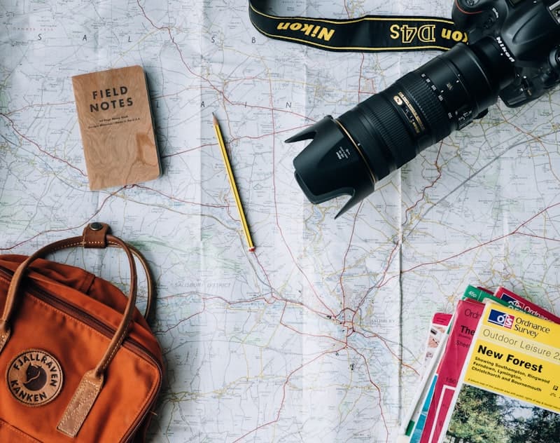 Traveller planning a trip with a map